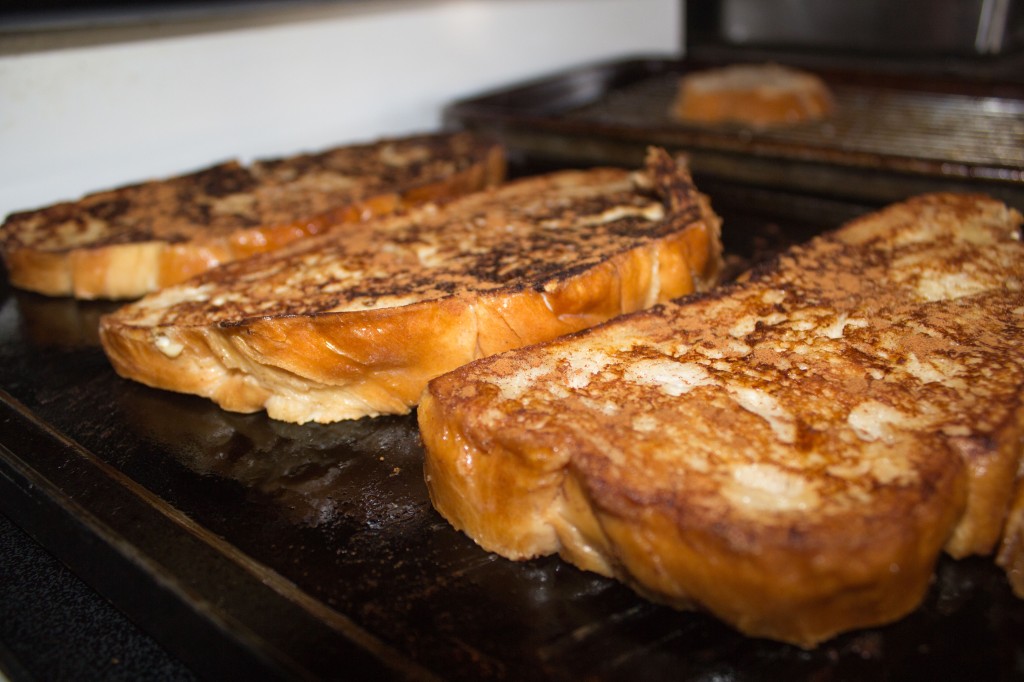 French toast on the griddle.